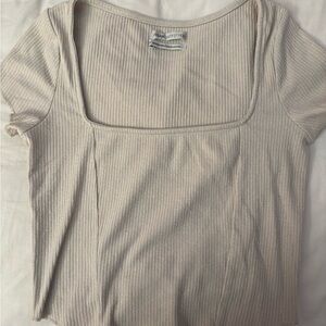 Women's Cream Ribbed Top